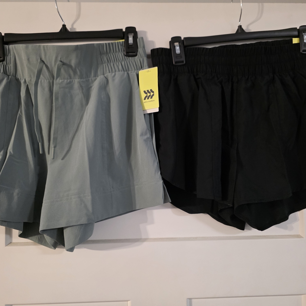 Womens ALL IN MOTION Athletic Shorts Bundle — Black and Sage MEDIUM